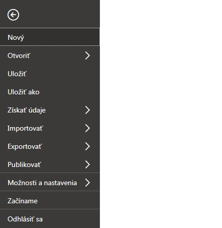 Nové menu Power BI Desktopu - Súbor