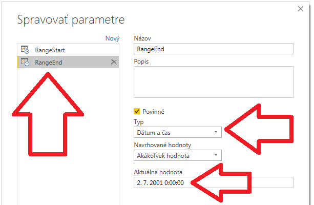 Inkrementálna aktualizácia dát v Power BI - parametre v Power Query