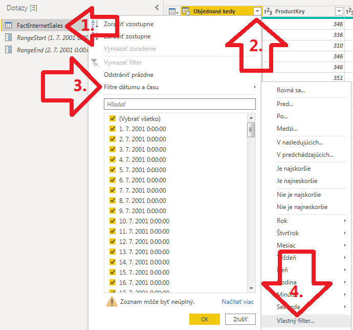 Inkrementálna aktualizácia dát v Power BI - nastavenie filtrovania podľa parametrov v Power Query