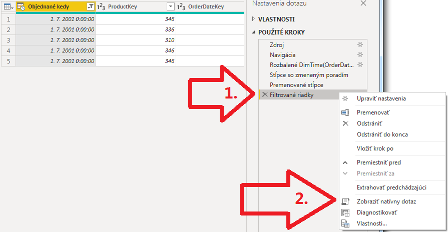 Inkrementálna aktualizácia dát v Power BI - overenie query foldingu v Power Query